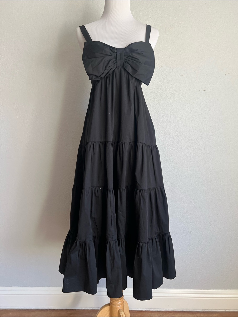Reset Black Bow Front Midi Dress, S